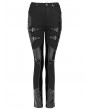 Devil Fashion Black Gothic Punk Rivets Leather Patch Pants for Women