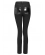 Devil Fashion Black Gothic Punk Rivets Leather Patch Pants for Women