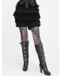 Devil Fashion Black Gothic Vintage Beaded Ruffle Velvet Bloomer Shorts for Women