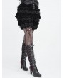 Devil Fashion Black Gothic Vintage Beaded Ruffle Velvet Bloomer Shorts for Women