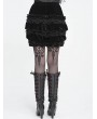 Devil Fashion Black Gothic Vintage Beaded Ruffle Velvet Bloomer Shorts for Women