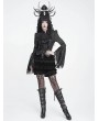 Devil Fashion Black Gothic Vintage Beaded Ruffle Velvet Bloomer Shorts for Women