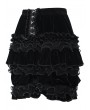 Devil Fashion Black Gothic Vintage Beaded Ruffle Velvet Bloomer Shorts for Women