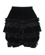 Devil Fashion Black Gothic Vintage Beaded Ruffle Velvet Bloomer Shorts for Women