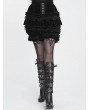 Devil Fashion Black and Red Gothic Vintage Beaded Ruffle Velvet Bloomer Shorts for Women