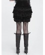 Devil Fashion Black and Red Gothic Vintage Beaded Ruffle Velvet Bloomer Shorts for Women