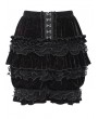 Devil Fashion Black and Red Gothic Vintage Beaded Ruffle Velvet Bloomer Shorts for Women