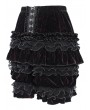 Devil Fashion Black and Red Gothic Vintage Beaded Ruffle Velvet Bloomer Shorts for Women