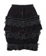 Devil Fashion Black and Red Gothic Vintage Beaded Ruffle Velvet Bloomer Shorts for Women