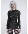 Devil Fashion Black Gothic Bat Buckle Mesh Patterned Shirt for Women