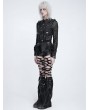 Devil Fashion Black Gothic Bat Buckle Mesh Patterned Shirt for Women