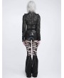 Devil Fashion Black Gothic Bat Buckle Mesh Patterned Shirt for Women