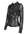 Devil Fashion Black Gothic Bat Buckle Mesh Patterned Shirt for Women
