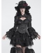 Devil Fashion Black Gothic Studded Embroidered Lace Applique Shirt for Women