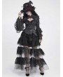 Devil Fashion Black Gothic Studded Embroidered Lace Applique Shirt for Women