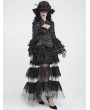 Devil Fashion Black Gothic Studded Embroidered Lace Applique Shirt for Women