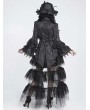 Devil Fashion Black Gothic Studded Embroidered Lace Applique Shirt for Women