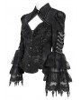Devil Fashion Black Gothic Studded Embroidered Lace Applique Shirt for Women