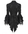 Devil Fashion Black Gothic Studded Embroidered Lace Applique Shirt for Women