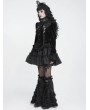 Devil Fashion Black Gothic Spider Web Studded Ruffle Tailed Shirt for Women