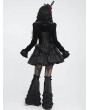 Devil Fashion Black Gothic Spider Web Studded Ruffle Tailed Shirt for Women