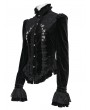 Devil Fashion Black Gothic Spider Web Studded Ruffle Tailed Shirt for Women