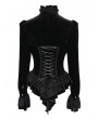 Devil Fashion Black Gothic Spider Web Studded Ruffle Tailed Shirt for Women