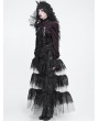 Devil Fashion Wine Red Gothic Spider Web Studded Ruffle Tailed Shirt for Women