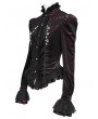 Devil Fashion Wine Red Gothic Spider Web Studded Ruffle Tailed Shirt for Women
