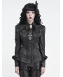 Devil Fashion Black Retro Gothic Batwing Collar Button-Up Shirt  for Women