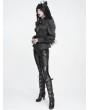 Devil Fashion Black Retro Gothic Batwing Collar Button-Up Shirt  for Women