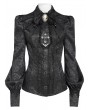 Devil Fashion Black Retro Gothic Batwing Collar Button-Up Shirt  for Women