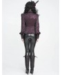 Devil Fashion Wine Red Retro Gothic Batwing Collar Button-Up Shirt for Women