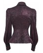 Devil Fashion Wine Red Retro Gothic Batwing Collar Button-Up Shirt for Women