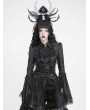 Devil Fashion Black Retro Gothic Beaded Ruffle Swallow-Tailed Shirt for Women
