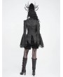 Devil Fashion Black Retro Gothic Beaded Ruffle Swallow-Tailed Shirt for Women