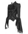 Devil Fashion Black Retro Gothic Beaded Ruffle Swallow-Tailed Shirt for Women