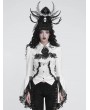 Devil Fashion White Retro Gothic Beaded Ruffle Swallow-Tailed Shirt for Women