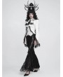 Devil Fashion White Retro Gothic Beaded Ruffle Swallow-Tailed Shirt for Women