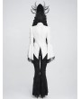 Devil Fashion White Retro Gothic Beaded Ruffle Swallow-Tailed Shirt for Women