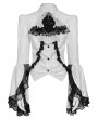 Devil Fashion White Retro Gothic Beaded Ruffle Swallow-Tailed Shirt for Women