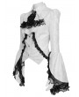 Devil Fashion White Retro Gothic Beaded Ruffle Swallow-Tailed Shirt for Women