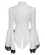 Devil Fashion White Retro Gothic Beaded Ruffle Swallow-Tailed Shirt for Women