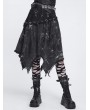 Devil Fashion Black Gothic Punk Irregular Eyelet Distressed Skirt