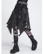 Devil Fashion Black Gothic Punk Irregular Eyelet Distressed Skirt