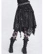 Devil Fashion Black Gothic Punk Irregular Eyelet Distressed Skirt