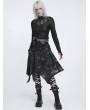 Devil Fashion Black Gothic Punk Irregular Eyelet Distressed Skirt