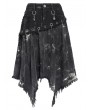 Devil Fashion Black Gothic Punk Irregular Eyelet Distressed Skirt
