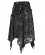 Devil Fashion Black Gothic Punk Irregular Eyelet Distressed Skirt