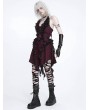 Devil Fashion Red Plaid Gothic Halter Sleeveless Back Zip Ruffle Mini Dress